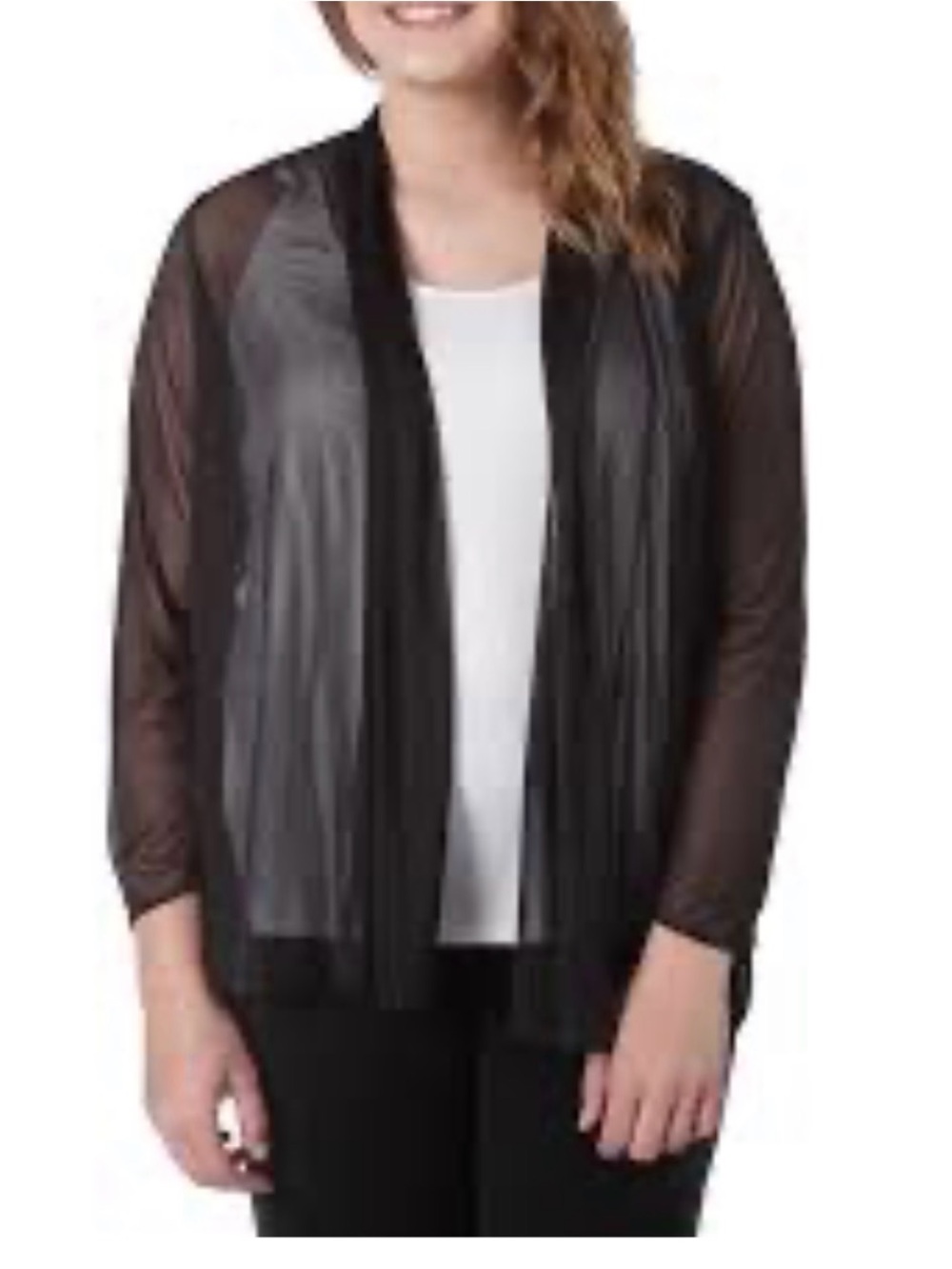 Lulu's Sheer Open-Front Black Blazer cover up sz m